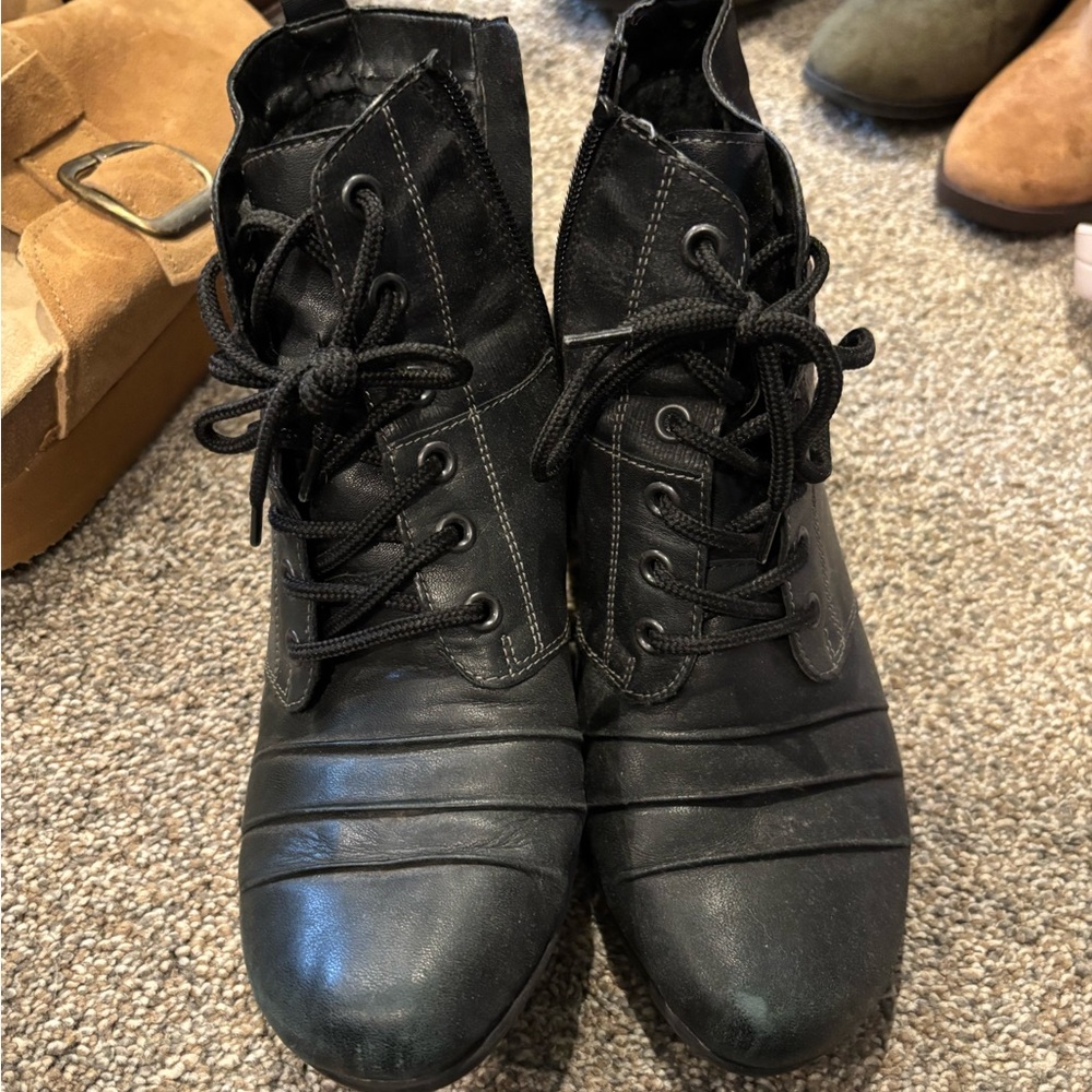Black Lace-Up Ankle Boots
